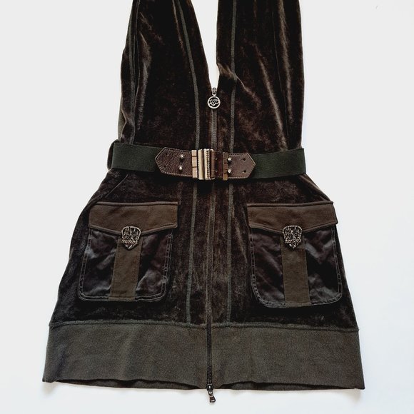 VDP Italian Dark Green Velvet Open back Dress Size 42 - Picture 16 of 16